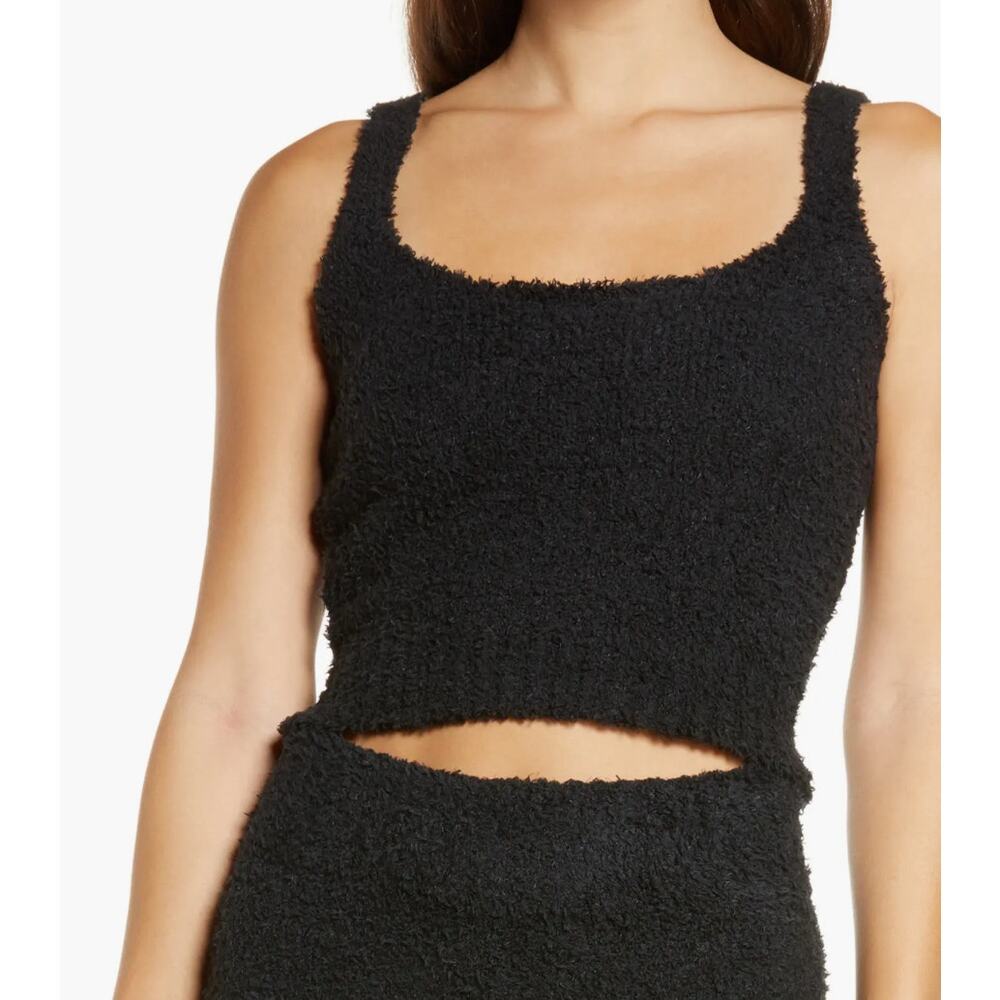 SKIMS Cozy Knit Fuzzy Sherpa Tank Top in Onyx Size L/XL NWOT